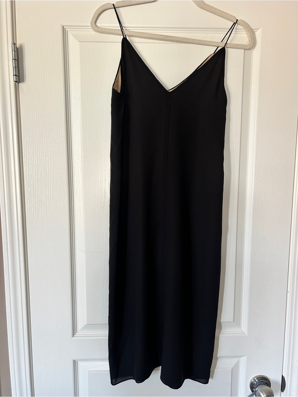 Vintage Alexander Wang 100% Silk Black Slip Dress Nude Lining 90s Minimalist